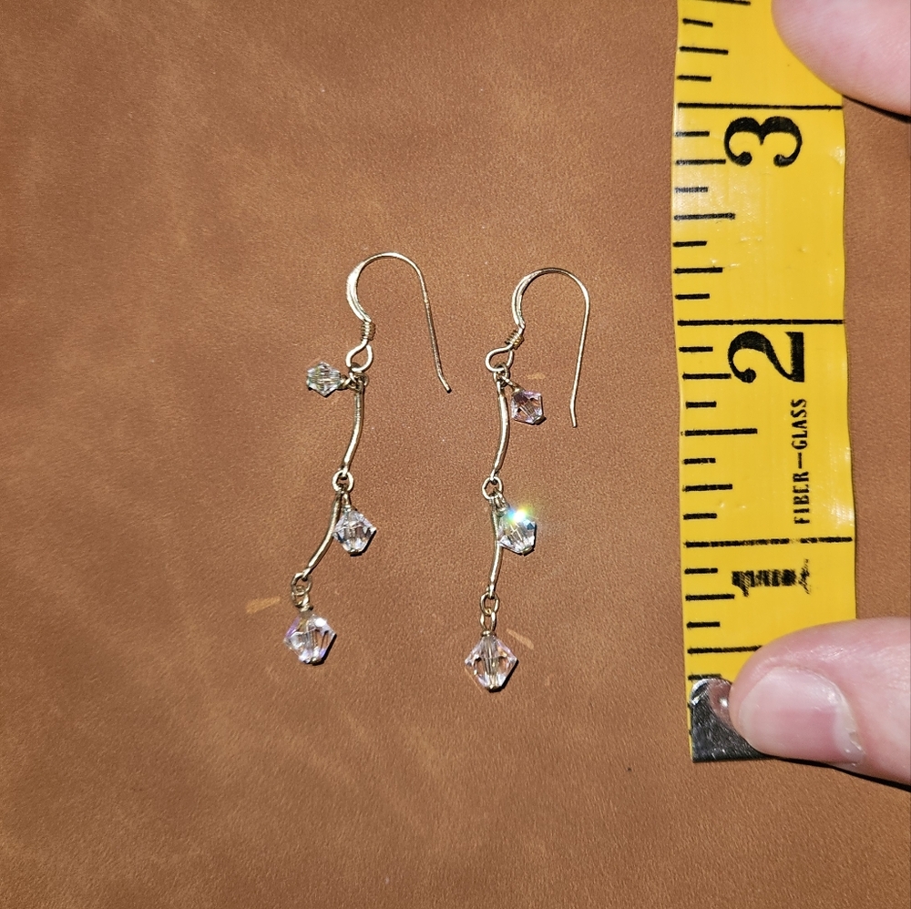 Gold Iridescent Dangly Earrings